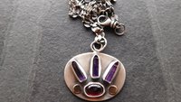 Amethyst Quartz Crystal Point Garnet Sterling Silver 14K Gold Mixed Metal Multi Stone Pendant Necklace