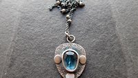 Teal Moss Kyanite Textured Sterling Silver Pendant Necklace