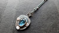 Teal Moss Kyanite Textured Sterling Silver Pendant Necklace