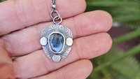 Teal Moss Kyanite Textured Sterling Silver Pendant Necklace