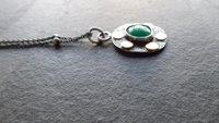 Natural Rosecut Zambian Emerald Textured Sterling Silver 14K Gold Dot Mixed Metal Pendant Necklace