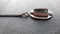 Natural Rough Moldavite Light Green Tourmaline Sterling Silver 14K Gold Accents Pendant Necklace