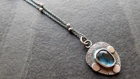 Teal Moss Kyanite Textured Sterling Silver Pendant Necklace