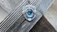 Teal Moss Kyanite Textured Sterling Silver Pendant Necklace