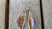 Orange Yellow Fossil Coral Sterling Silver Dangle Earrings