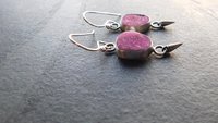 Fuchsia Pink Cobalto Calcite Druzy Oxidized Sterling Silver Dangle Earrings