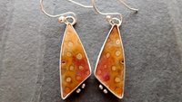 Orange Yellow Fossil Coral Sterling Silver Dangle Earrings