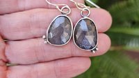 Rosecut Grey Sapphire Sterling Silver Dangle Earrings