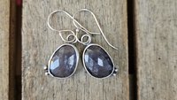 Rosecut Grey Sapphire Sterling Silver Dangle Earrings