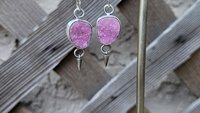 Fuchsia Pink Cobalto Calcite Druzy Oxidized Sterling Silver Dangle Earrings