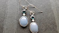 Pale Blue Grey Angelite London Blue Topaz Sterling Silver Shades Of Blue Dangle Earrings