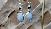 Pale Blue Grey Angelite London Blue Topaz Sterling Silver Shades Of Blue Dangle Earrings