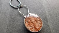 Rust Red Moss Agate Oxidized Brushed Sterling Silver Mossy Garden Pendant Necklace