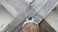 Rust Red Moss Agate Oxidized Brushed Sterling Silver Mossy Garden Pendant Necklace