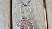 Rust Red Moss Agate Oxidized Brushed Sterling Silver Mossy Garden Pendant Necklace