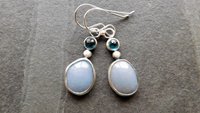 Pale Blue Grey Angelite London Blue Topaz Sterling Silver Shades Of Blue Dangle Earrings