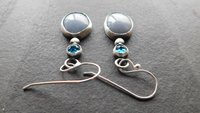 Pale Blue Grey Angelite London Blue Topaz Sterling Silver Shades Of Blue Dangle Earrings