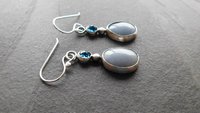 Pale Blue Grey Angelite London Blue Topaz Sterling Silver Shades Of Blue Dangle Earrings