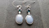 Pale Blue Grey Angelite London Blue Topaz Sterling Silver Shades Of Blue Dangle Earrings