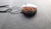 Rust Red Moss Agate Oxidized Brushed Sterling Silver Mossy Garden Pendant Necklace