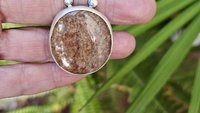 Rust Red Moss Agate Oxidized Brushed Sterling Silver Mossy Garden Pendant Necklace