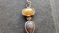 Butterscotch Yellow Slate Gray Multi Sapphire Sterling Silver 14K Gold Accent Pendant Necklace