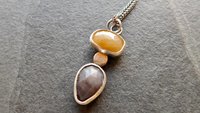 Butterscotch Yellow Slate Gray Multi Sapphire Sterling Silver 14K Gold Accent Pendant Necklace