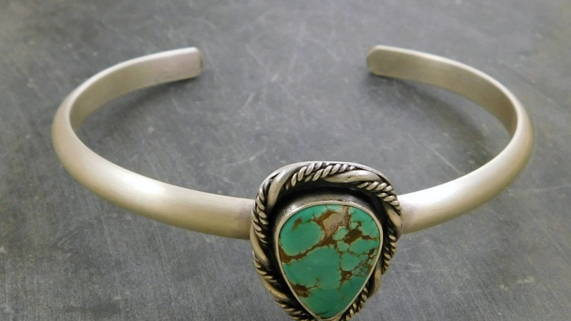 American Turquoise Cuff, Oxidized Sterling Silver, Green Turquoise Bracelet, Southwestern Design