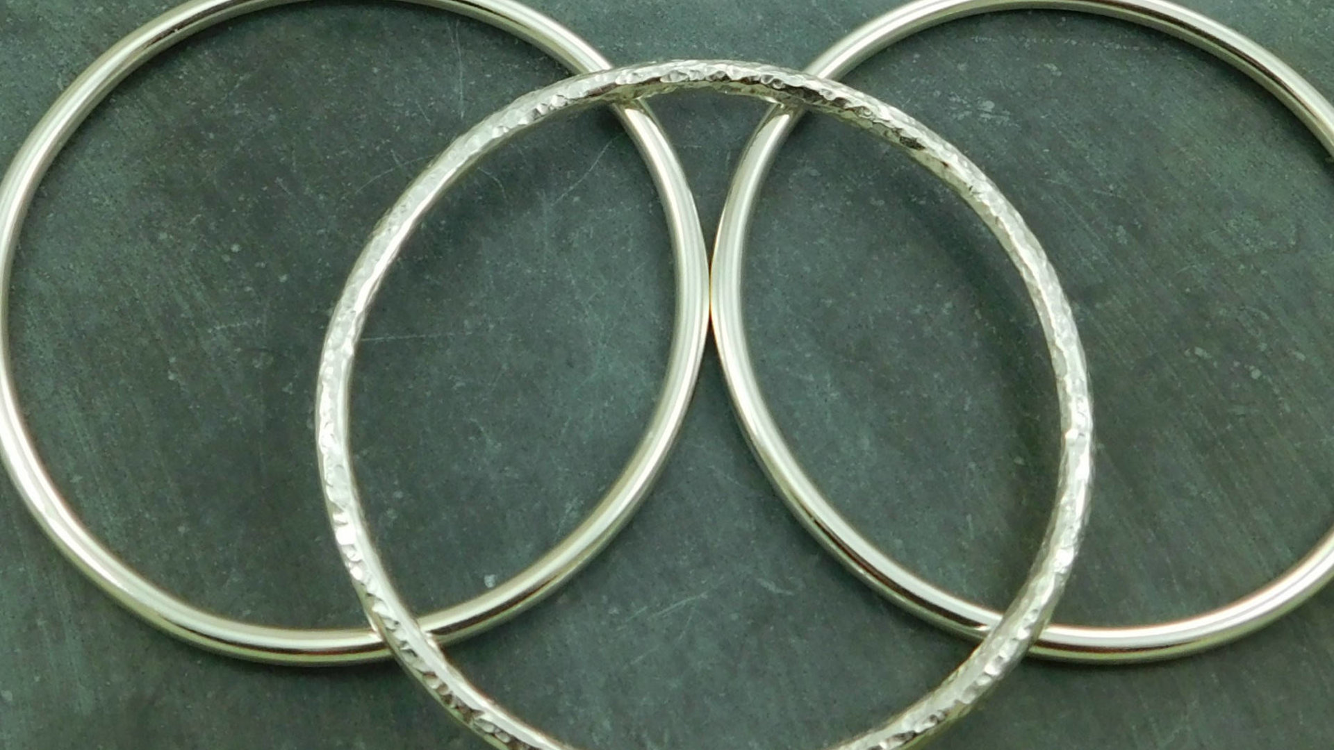Sterling Silver Bangle Bracelet Set, Three Bangles, Textured Bangle, Stacking Bangles
