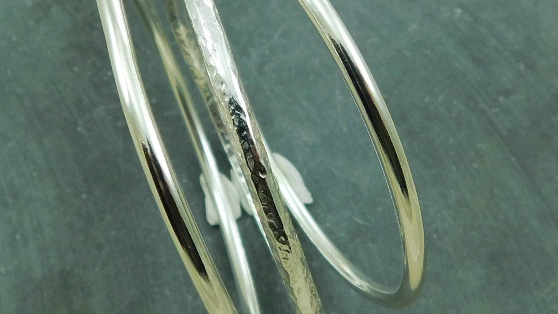 Sterling Silver Bangle Bracelet Set, Three Bangles, Textured Bangle, Stacking Bangles