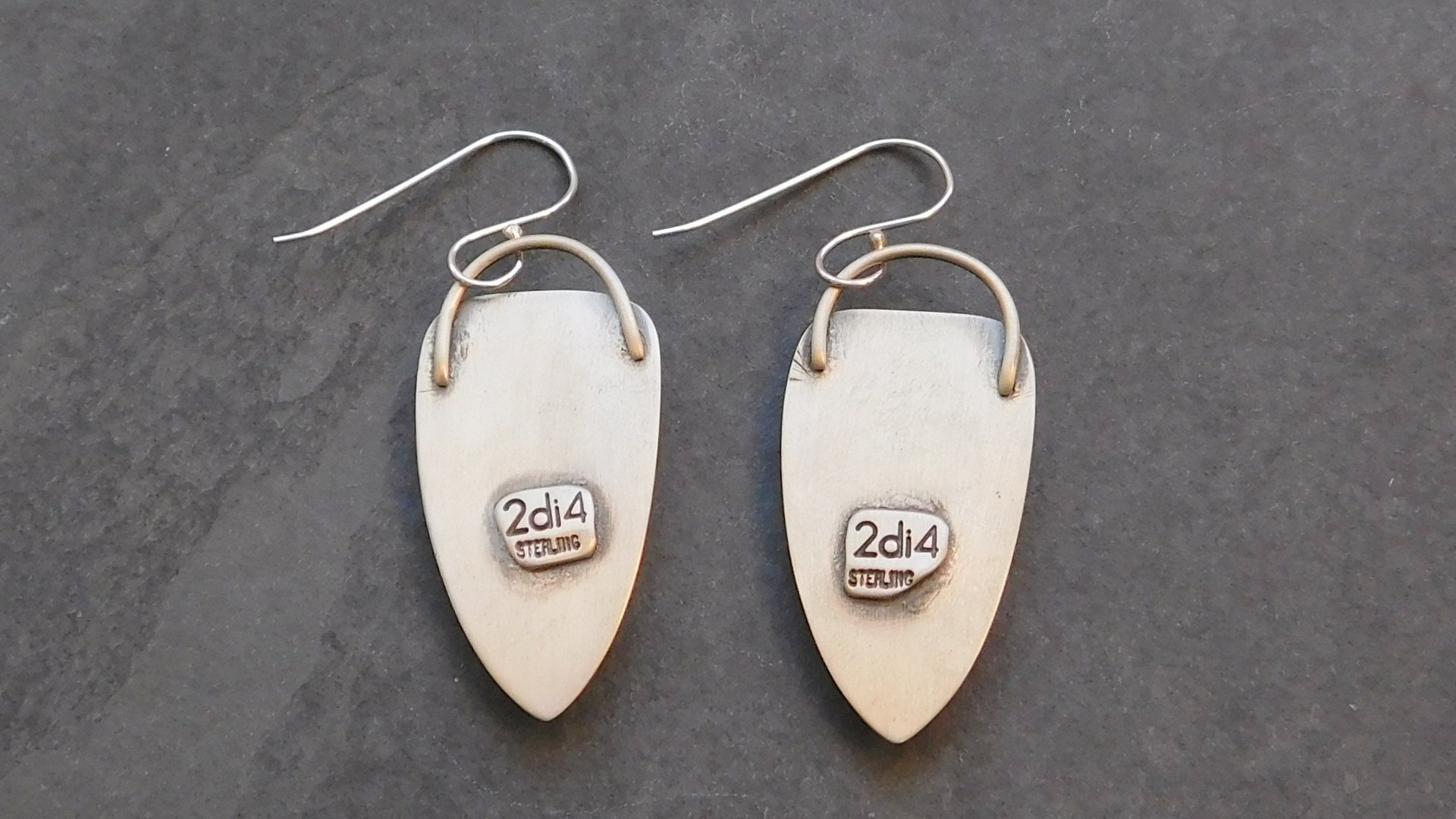Petrified Fern Fall Color Stone Sterling Silver 14k Gold Earrings, Mixed Metal Orange Red Stone Dangles