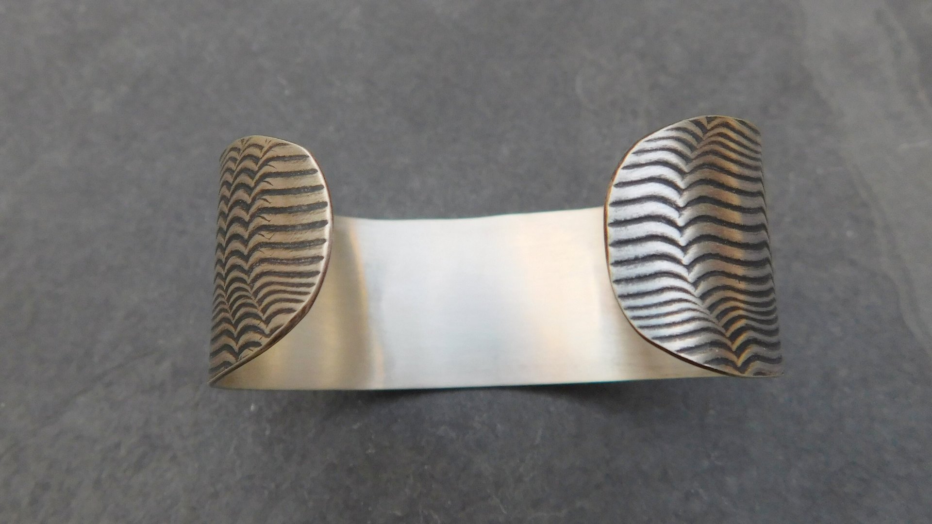Pink Green Tourmaline Sterling Silver Wavy Wire Modernist Cuff Bracelet
