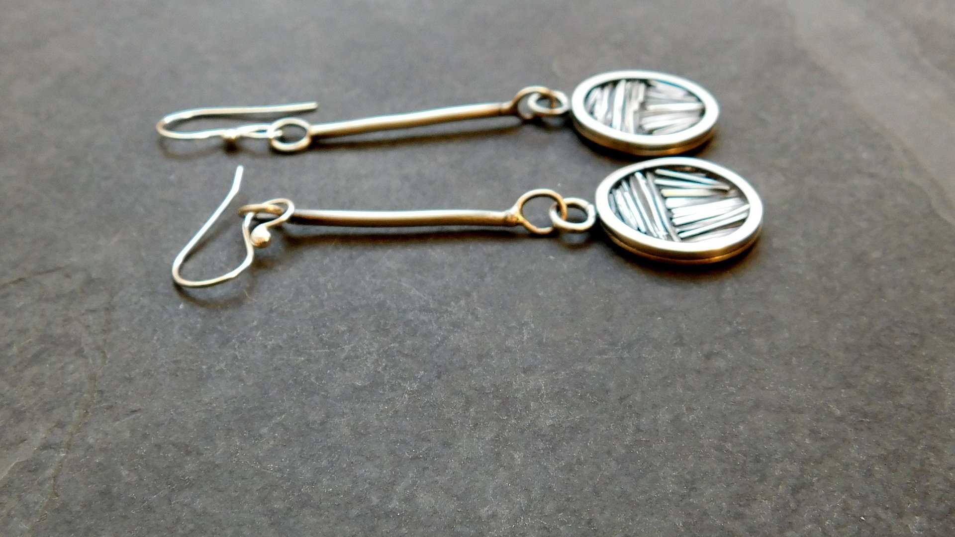 Sterling Silver Tiny Wire Texture Hoop Dangle Earrings