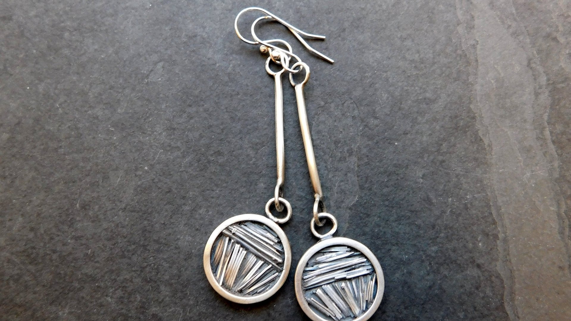 Sterling Silver Tiny Wire Texture Hoop Dangle Earrings