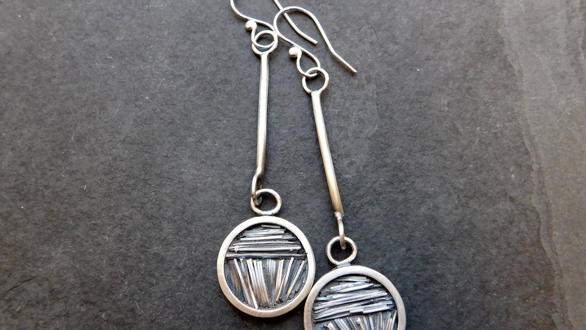 Sterling Silver Tiny Wire Texture Hoop Dangle Earrings