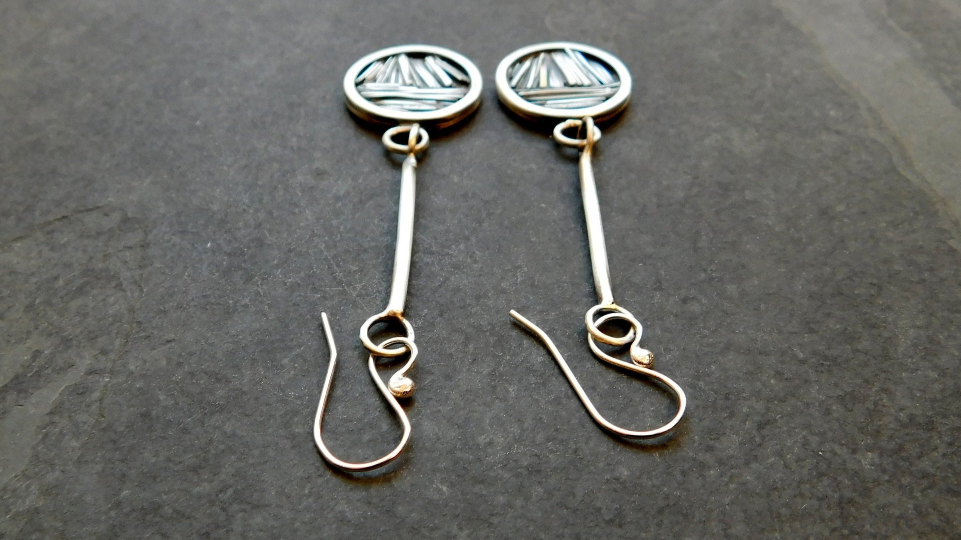 Sterling Silver Tiny Wire Texture Hoop Dangle Earrings