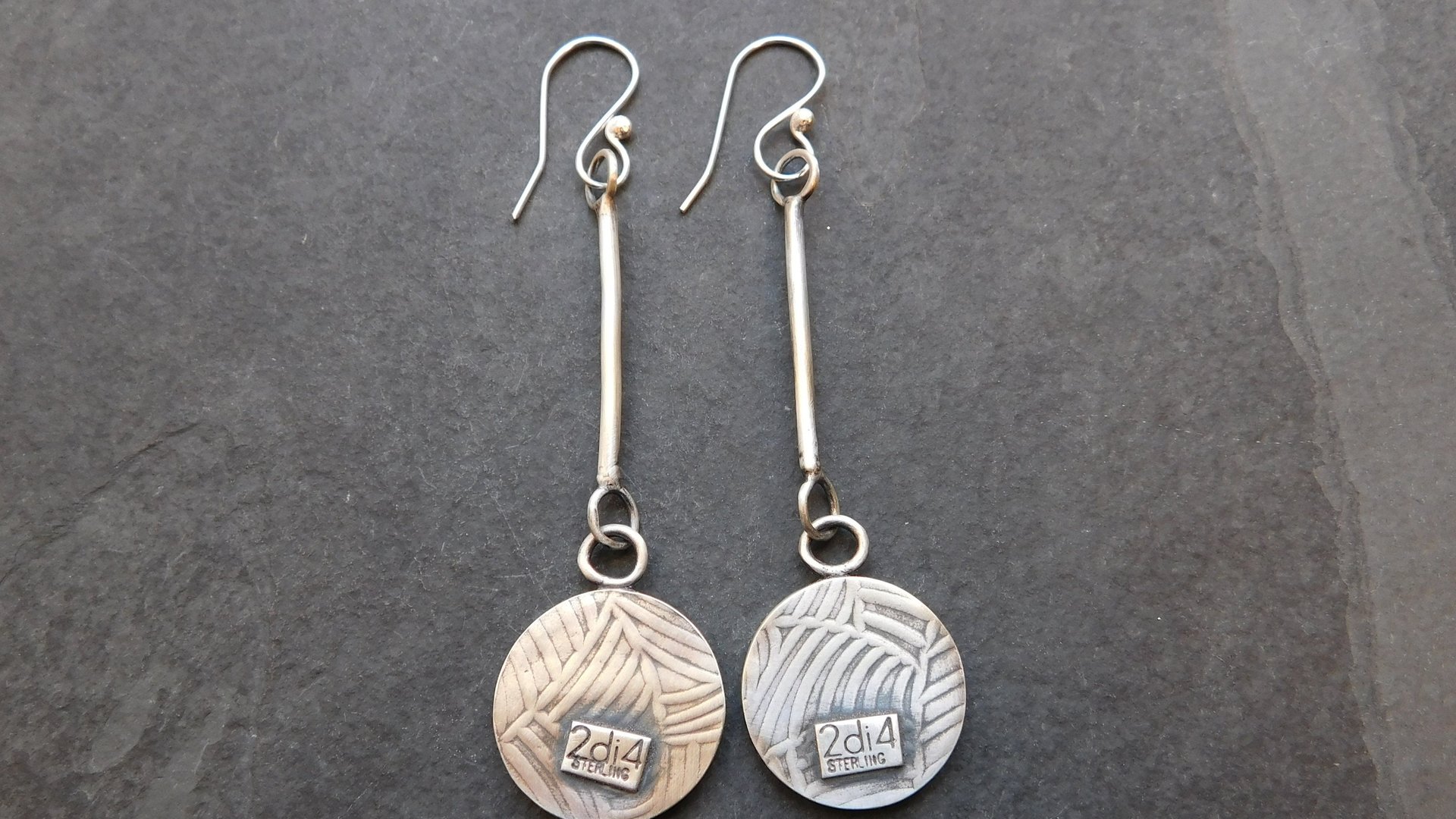 Sterling Silver Tiny Wire Texture Hoop Dangle Earrings