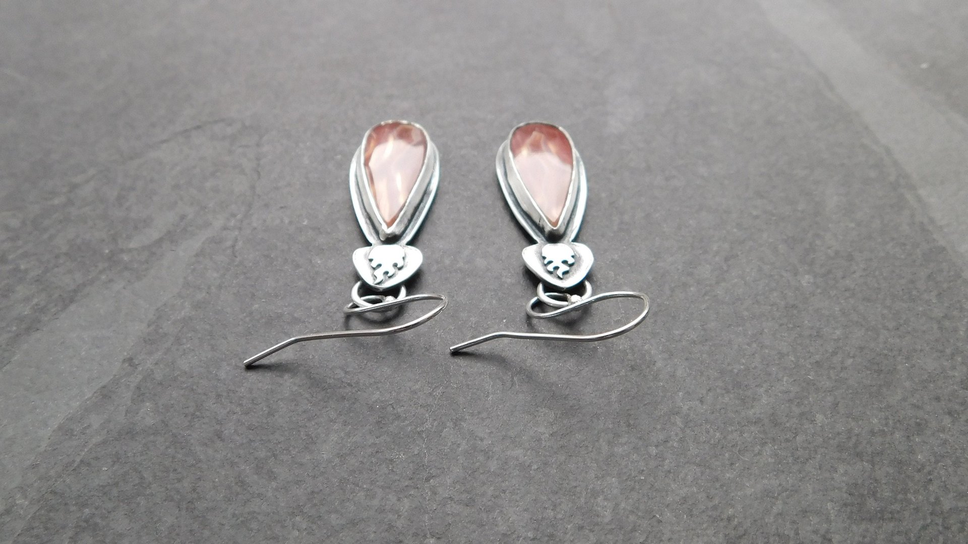Rust Orange Agua Nueva Agate Sterling Silver Burning Flame Earrings