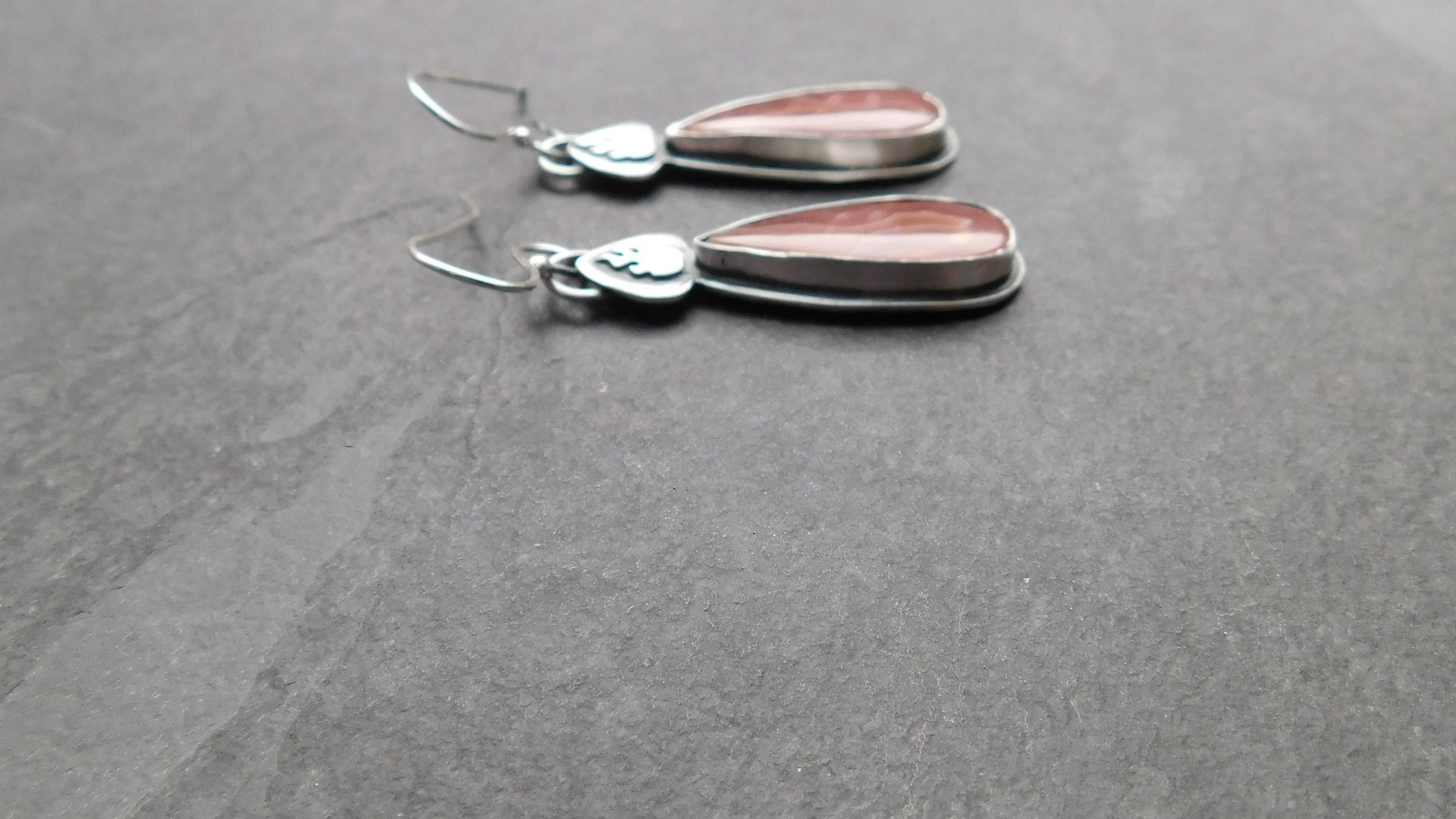 Rust Orange Agua Nueva Agate Sterling Silver Burning Flame Earrings