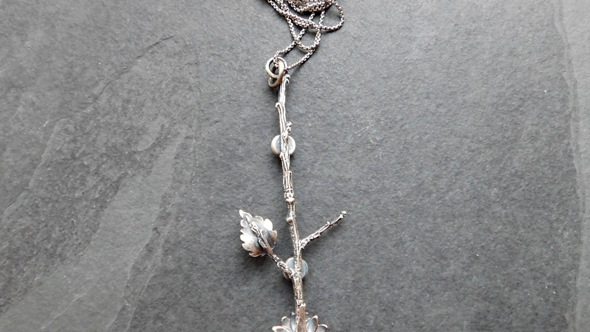 Citrine Peridot Sterling Silver Long Stem Sunflower Pendant Necklace