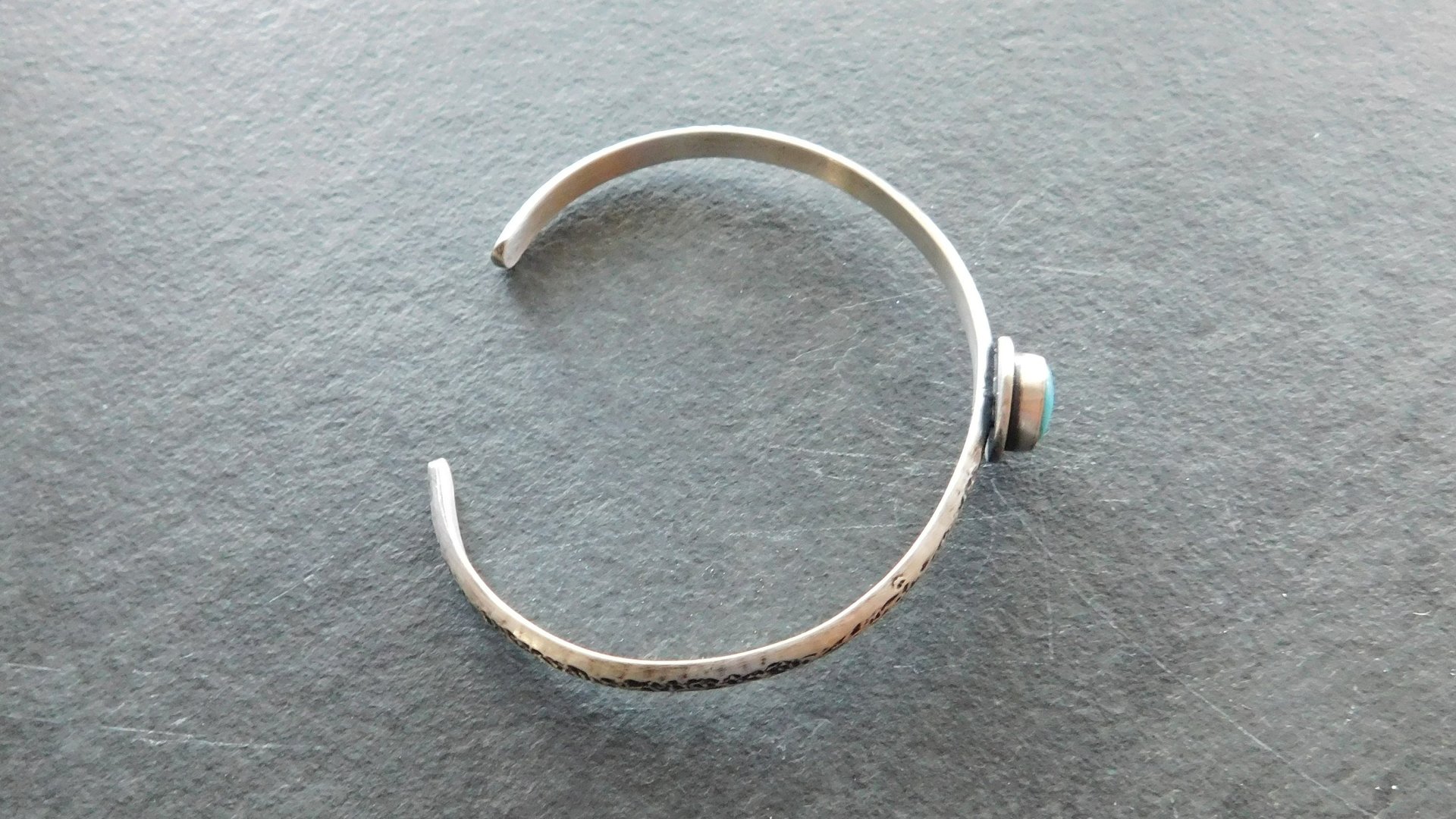 Sleeping Beauty Turquoise Textured Sterling Silver Skinny Stacking Cuff Bracelet