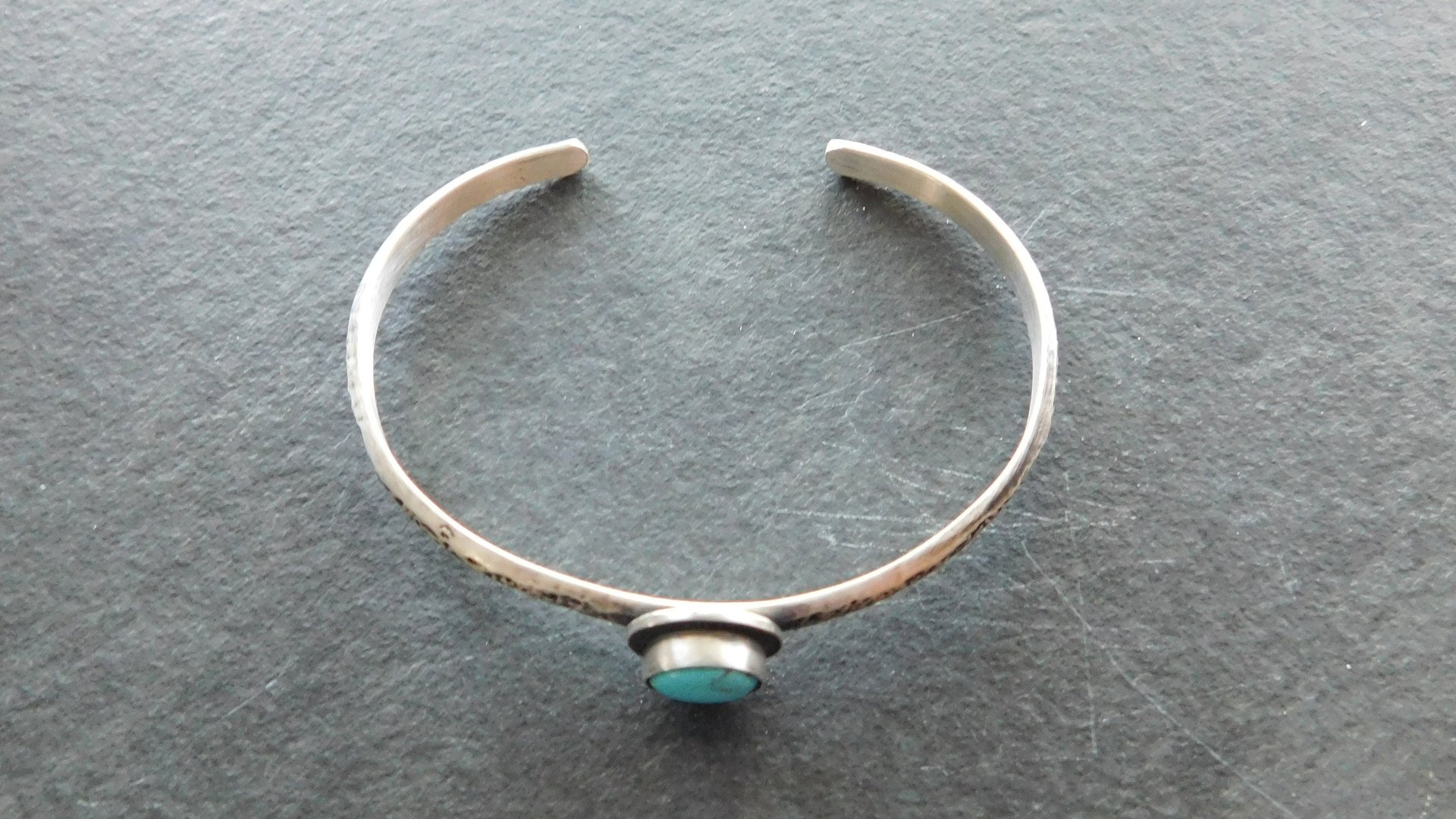 Sleeping Beauty Turquoise Textured Sterling Silver Skinny Stacking Cuff Bracelet