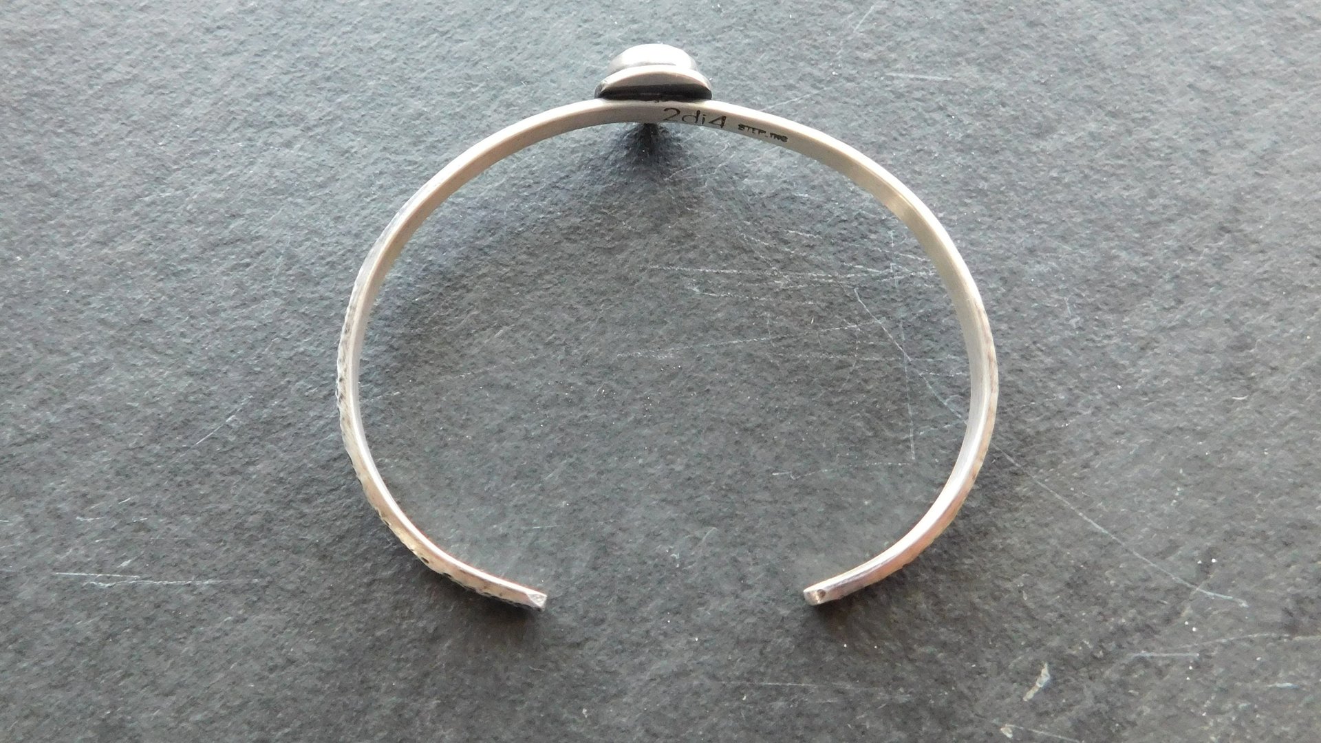 Sleeping Beauty Turquoise Textured Sterling Silver Skinny Stacking Cuff Bracelet