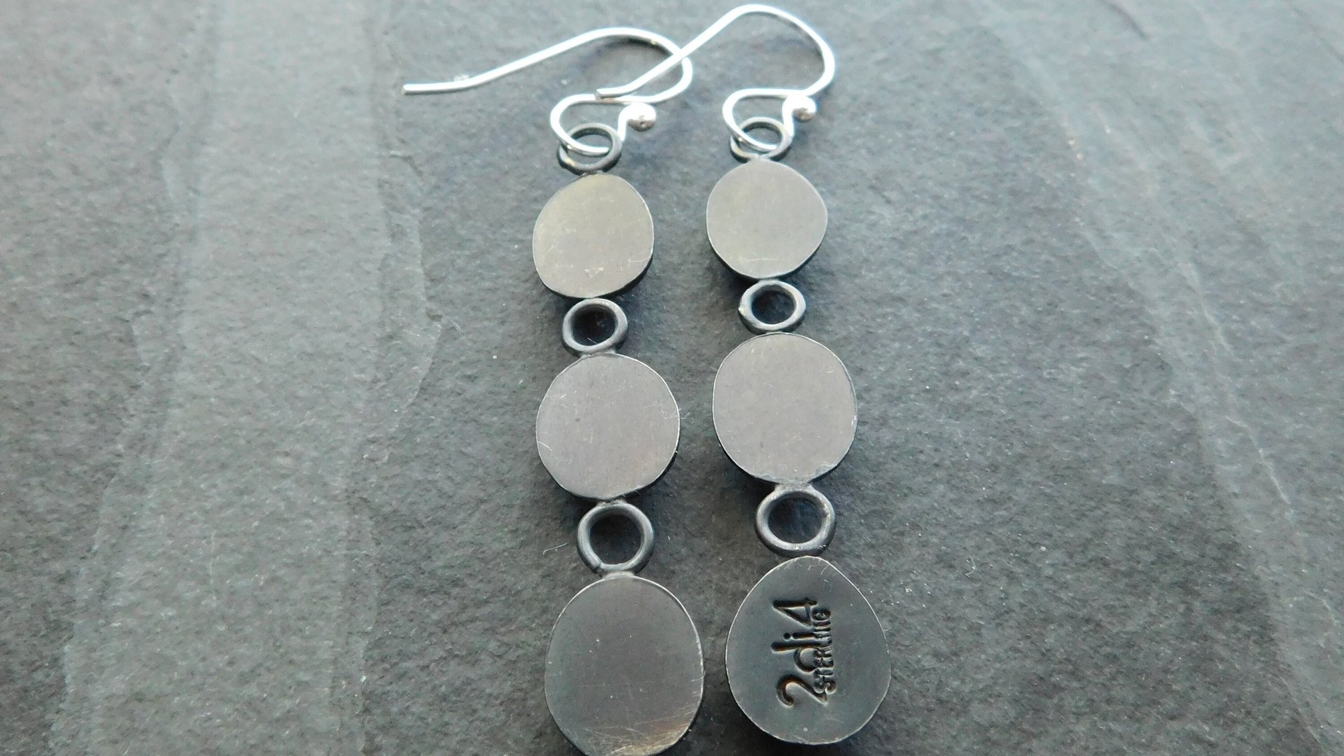 Iolite Garnet Amethyst Multi Stone Oxidized Sterling Silver Long Gemstone Dangle Earrings