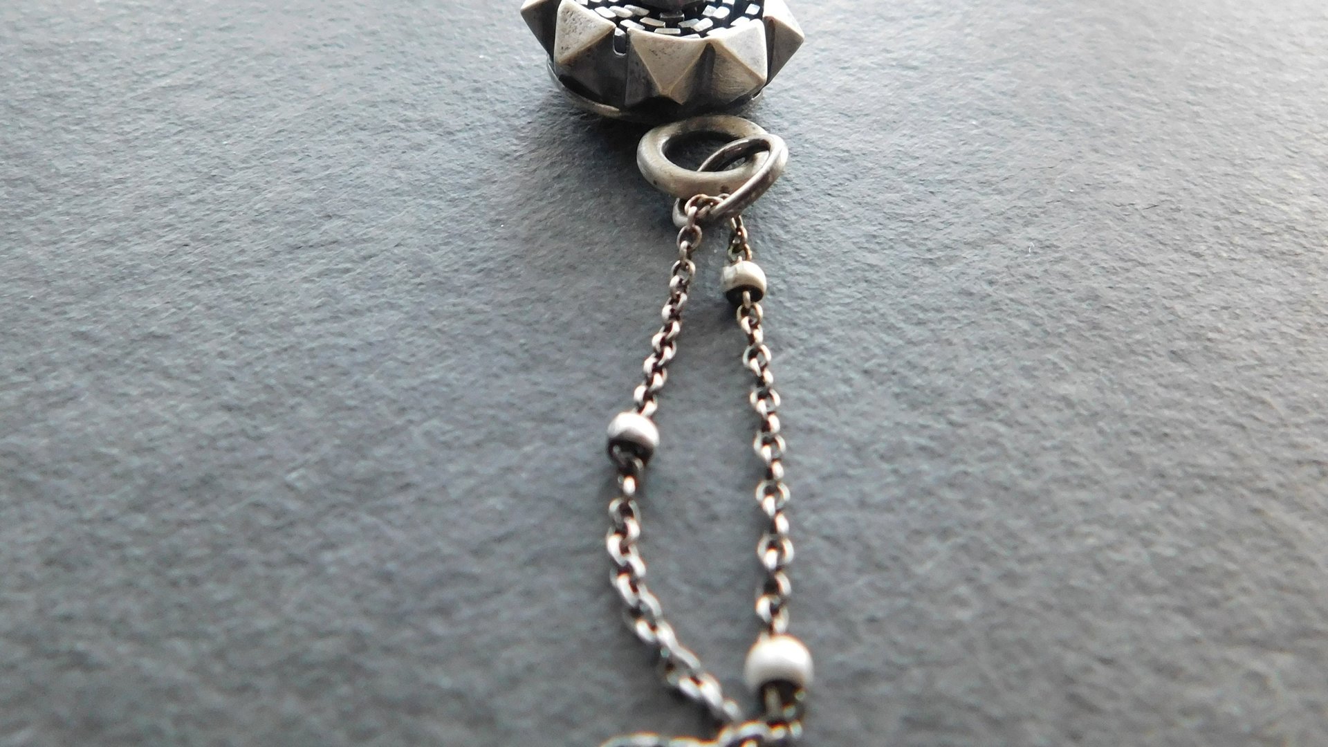 Green Tourmaline Ornate Sterling Silver Wire Studs Modernist Pendant Necklace