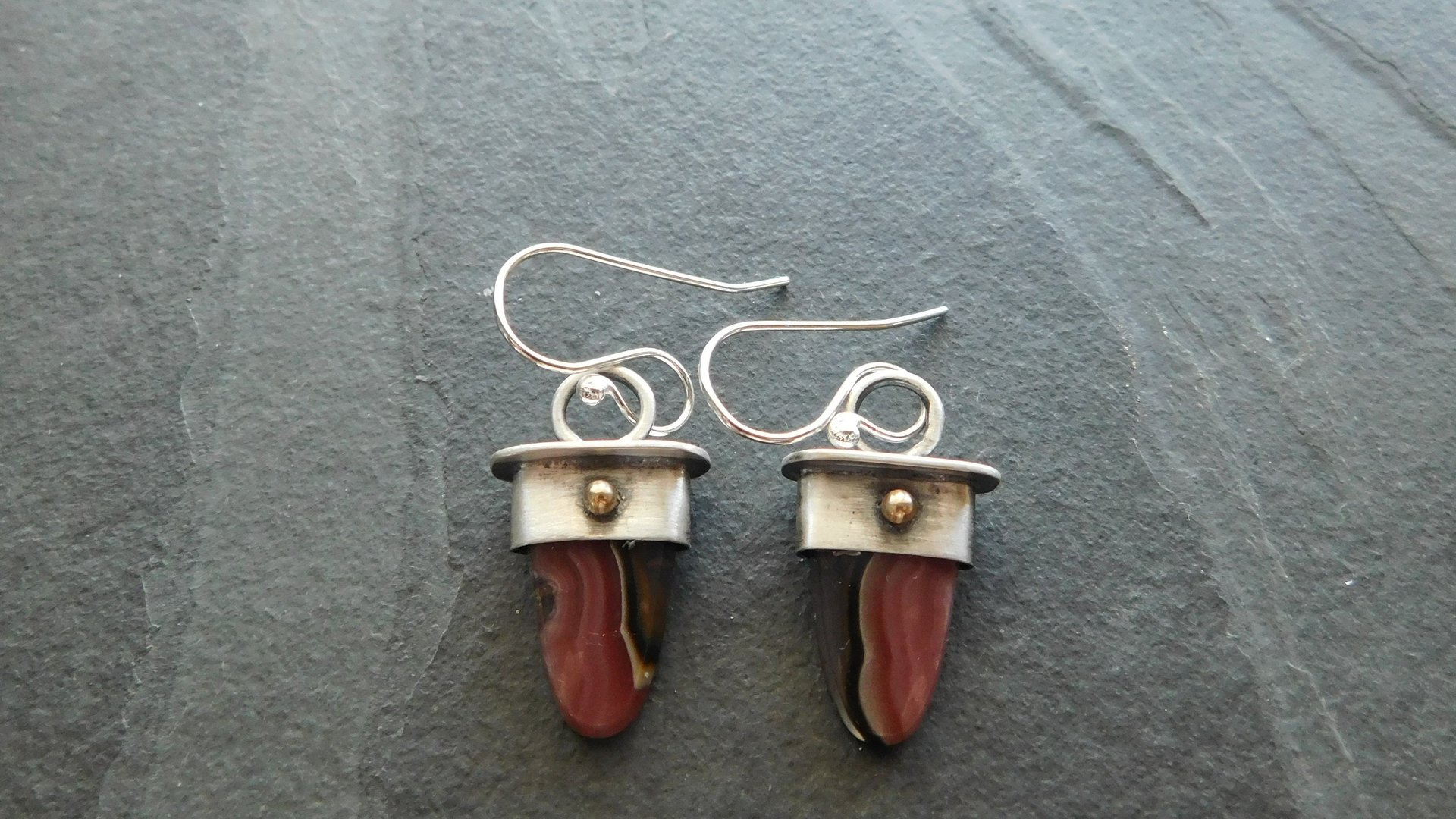 Agua Nueva Agate Mixed Metal Sterling Silver 14K Gold Dangle Earrings