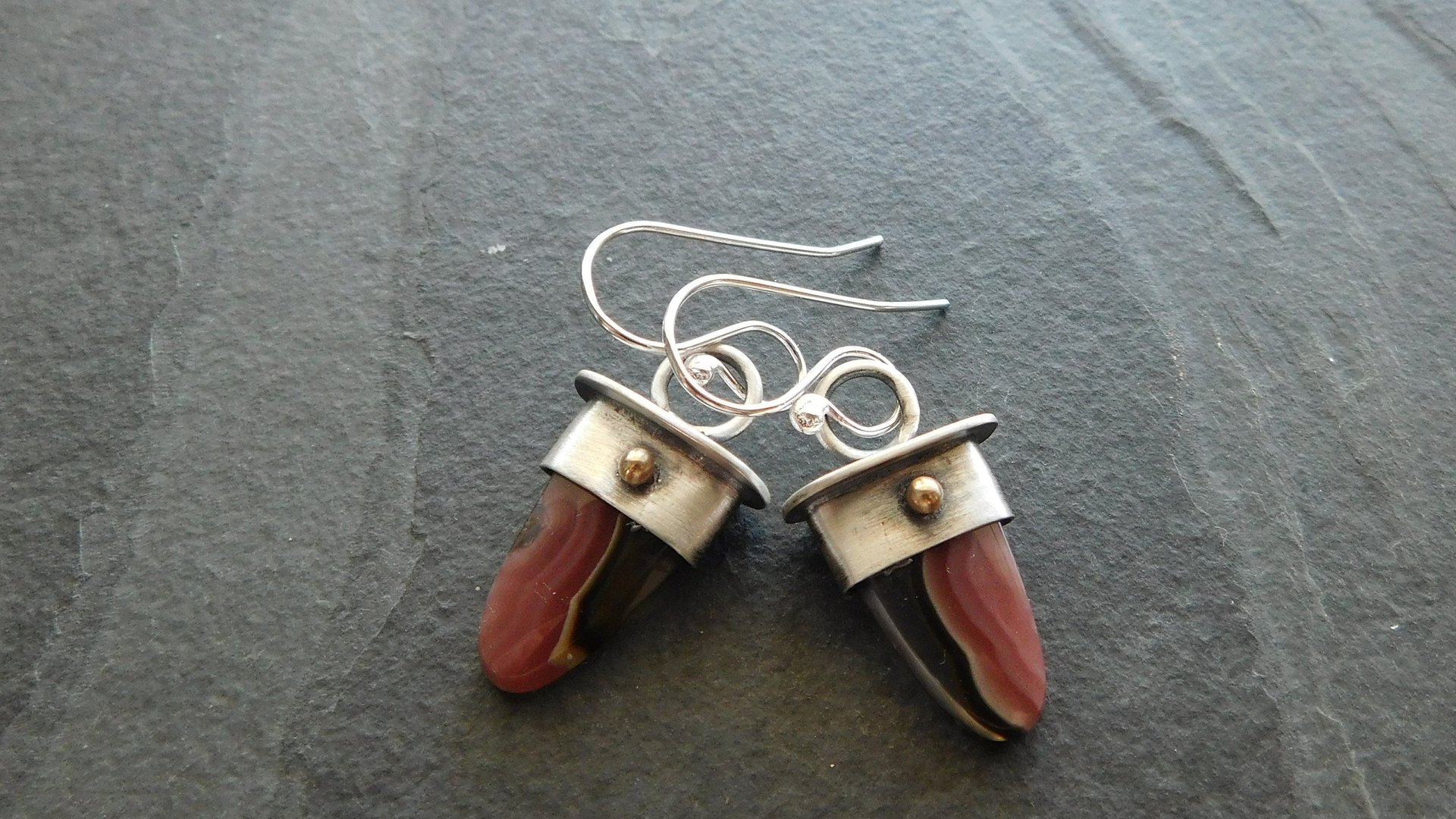 Agua Nueva Agate Mixed Metal Sterling Silver 14K Gold Dangle Earrings