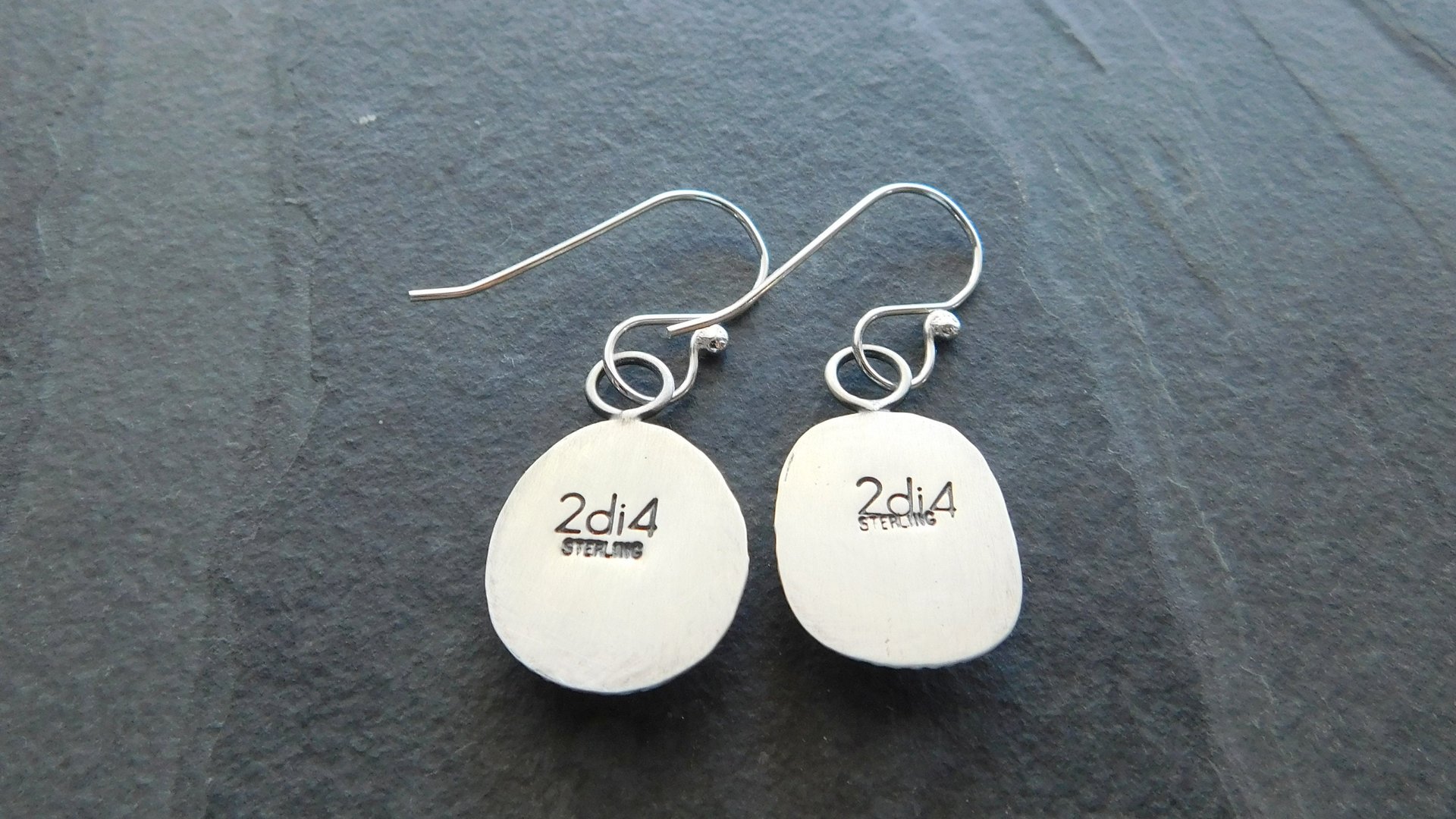 Royal Blue Sapphire Sterling Silver Stamped Textured Mismatched Dangle Earrings