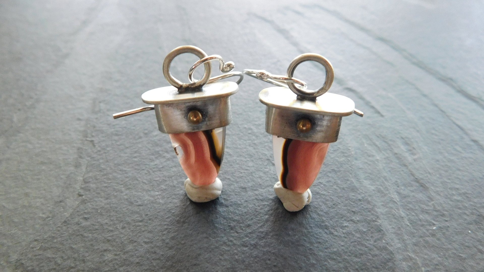 Agua Nueva Agate Mixed Metal Sterling Silver 14K Gold Dangle Earrings
