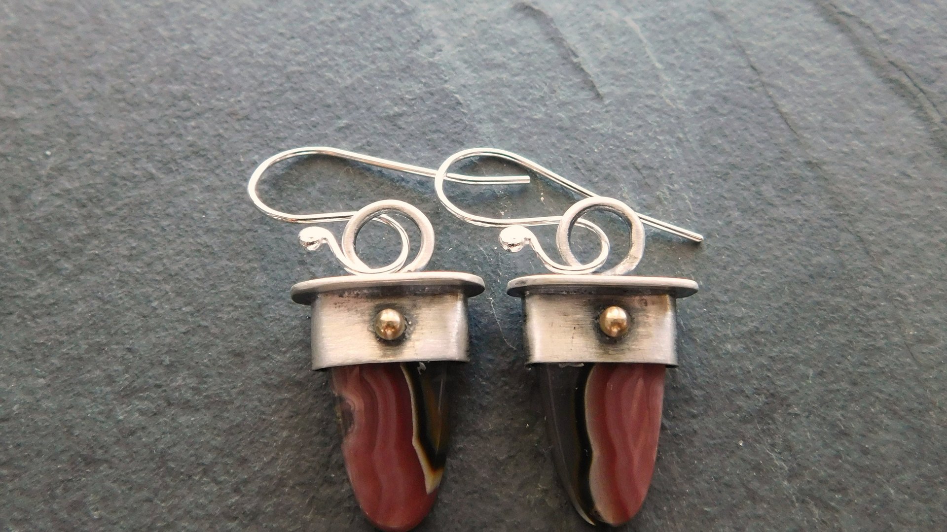 Agua Nueva Agate Mixed Metal Sterling Silver 14K Gold Dangle Earrings
